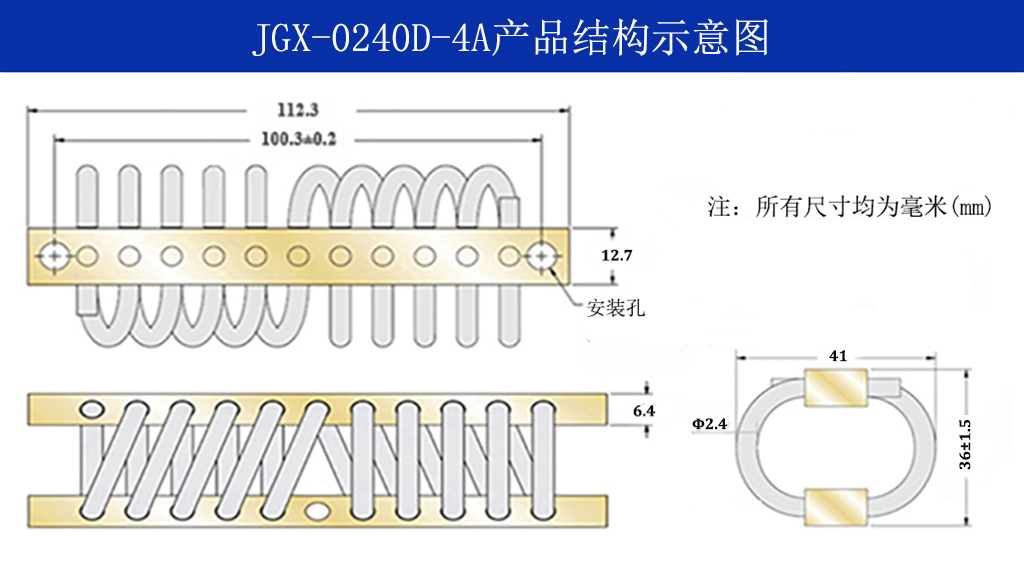 JGX-0240D-4A多應用鋼絲繩隔振器結構